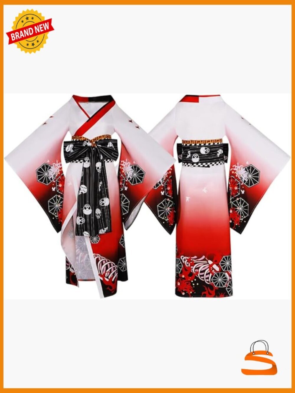 Japanese Kimono Robe Set - V-Neck Loose Fit - Cosplay Yukata with Pants